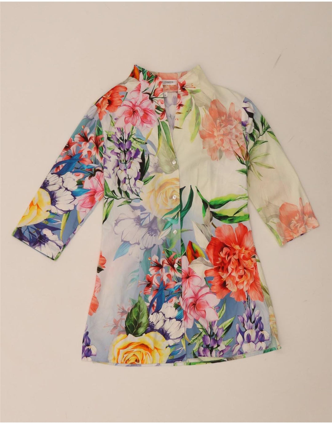 Naracamicie Womens Longline Shirt Blouse UK 16 Small Multicoloured Floral