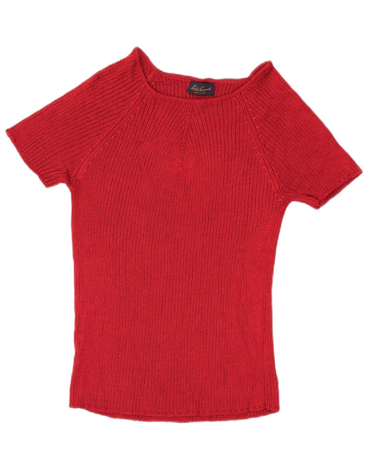 LUISA SPAGNOLI Womens Boat Neck Jumper Sweater UK 14 Large Red
