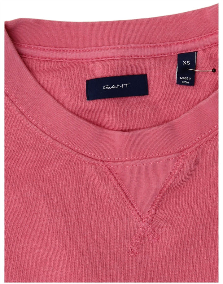 Gant Womens Oversized Sweatshirt Jumper UK 6 XS Pink Cotton