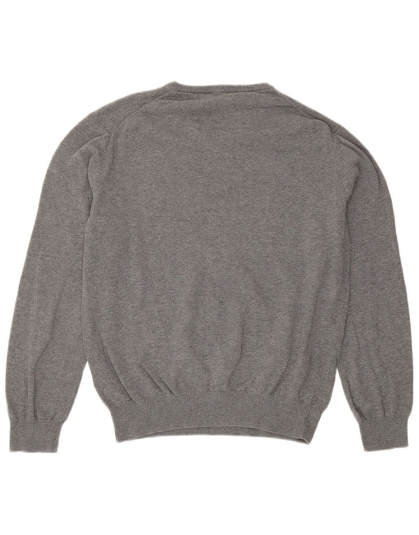 Crew Clothing Womens V-Neck Jumper Sweater UK 14 Medium Grey Cotton