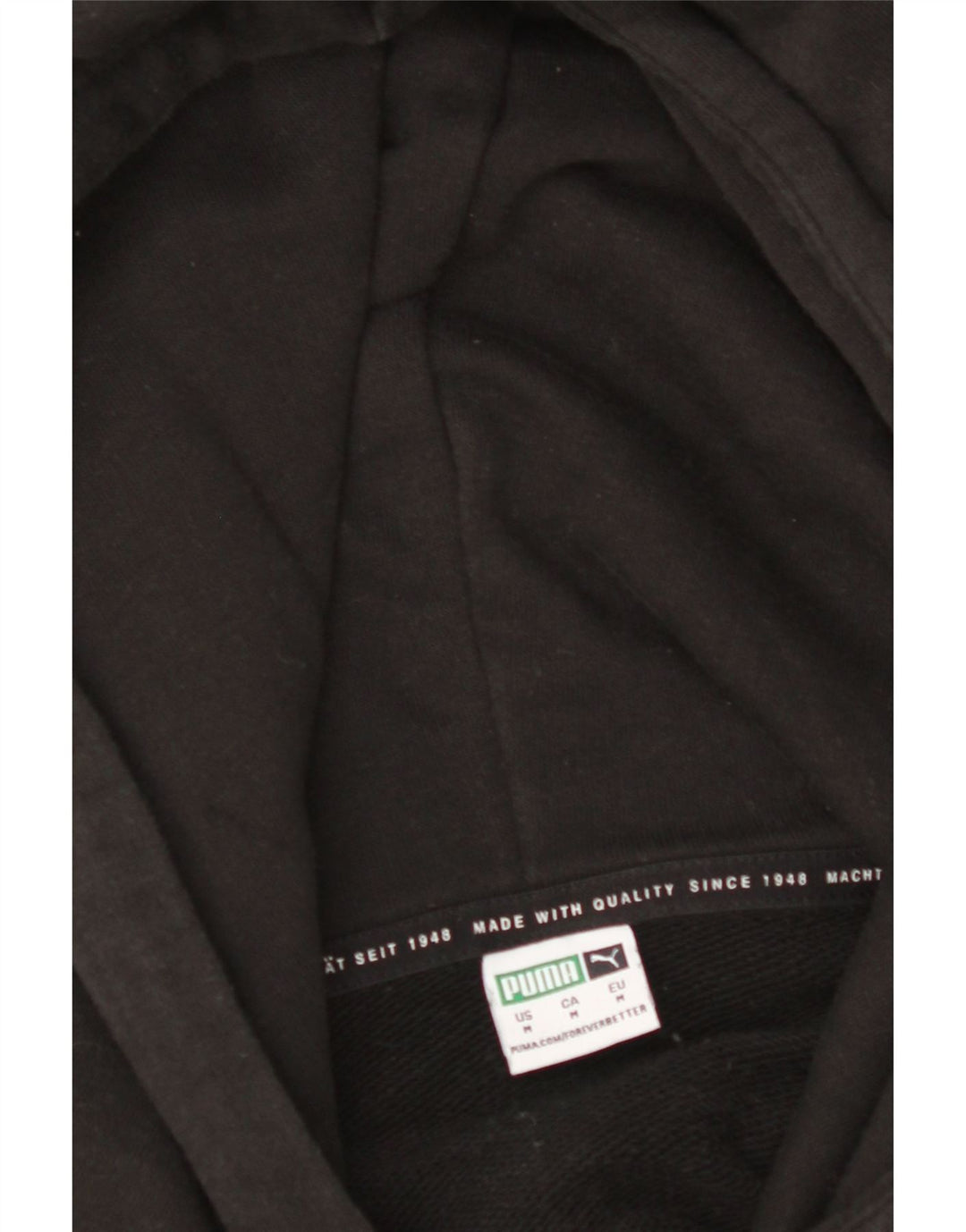 PUMA Womens Crop Hoodie Jumper UK 14 Medium Black Colourblock