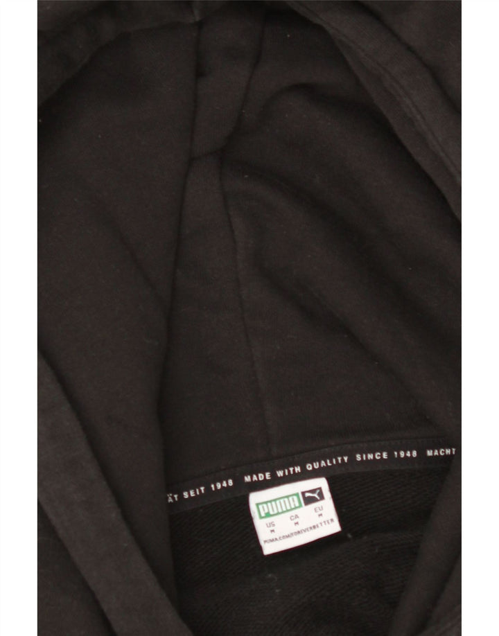 PUMA Womens Crop Hoodie Jumper UK 14 Medium Black Colourblock