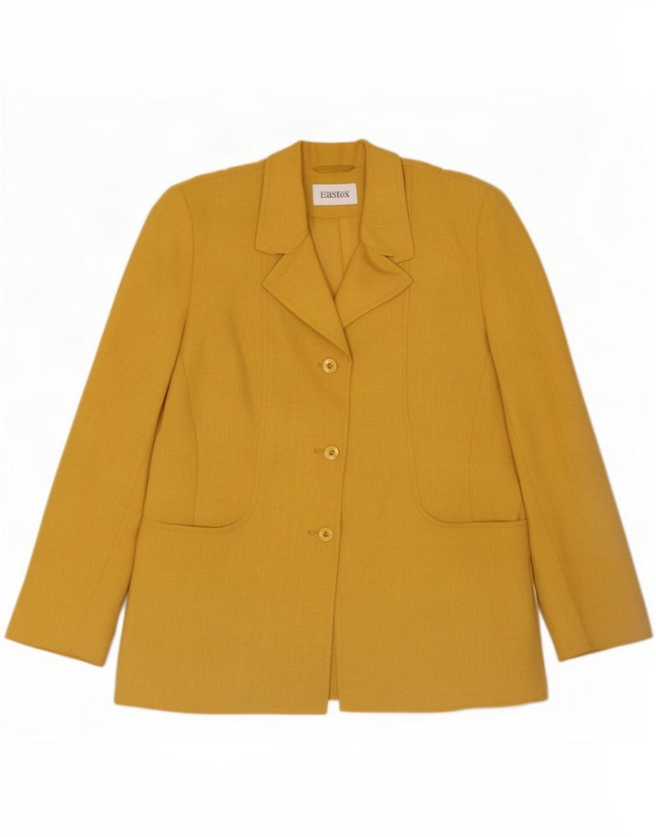 Eastex Womens 3 Button Blazer Jacket UK 12 Medium Yellow Polyester