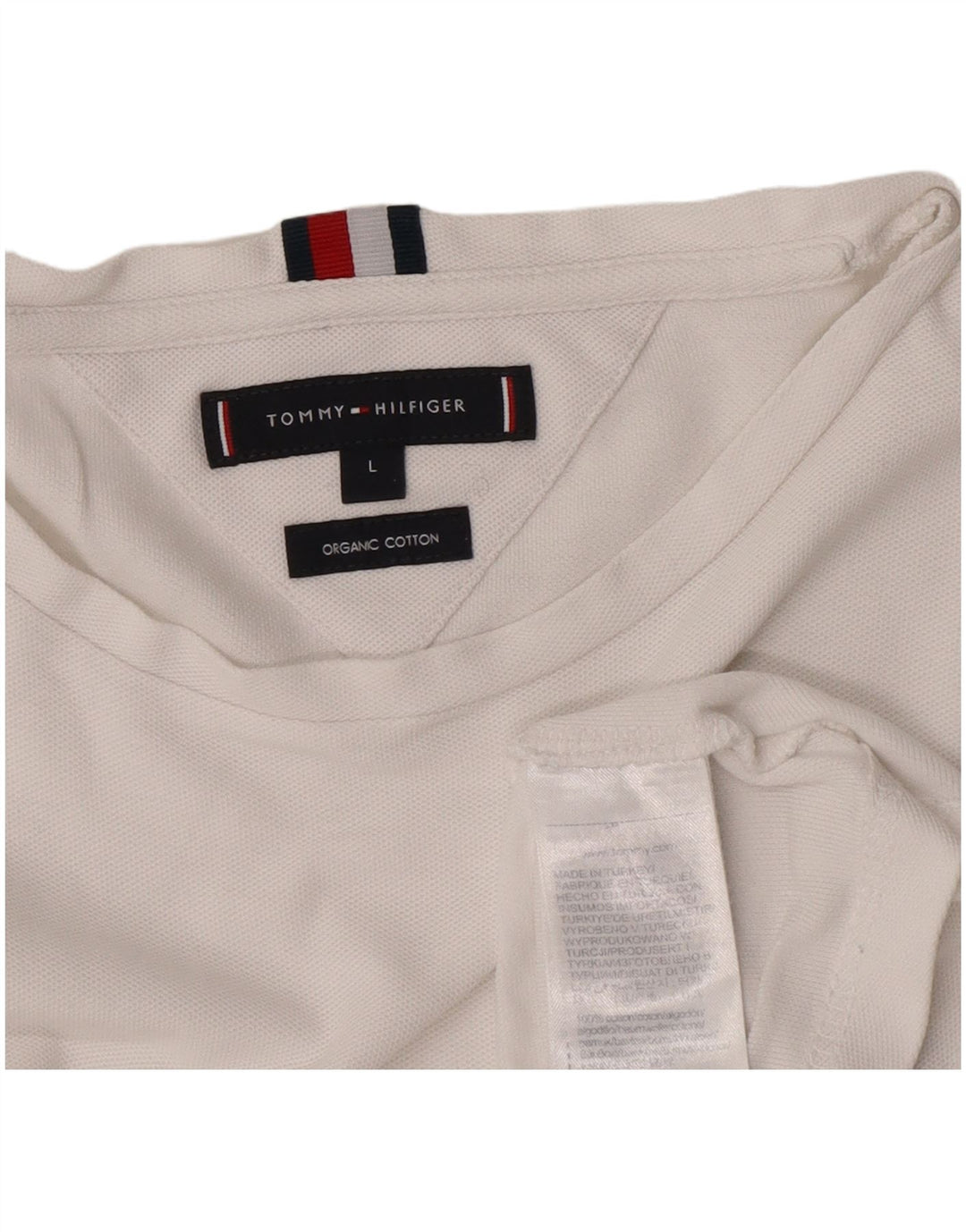 Tommy Hilfiger Mens T-Shirt Top Large White Cotton