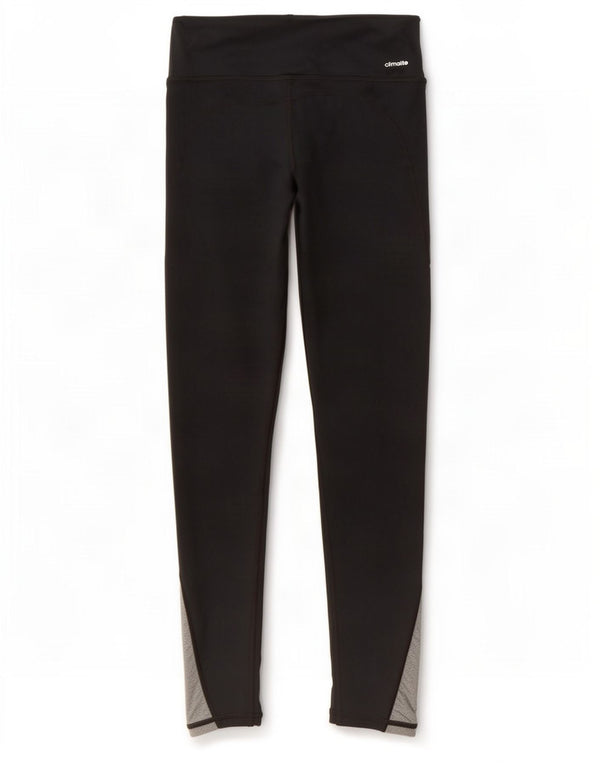 Adidas Womens Dri Fit Leggings UK 8/10 Small Black Colourblock Polyester