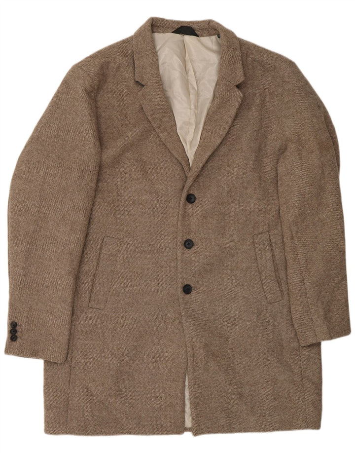 Jack & Jones Mens Overcoat UK 46 3XL Beige Polyester