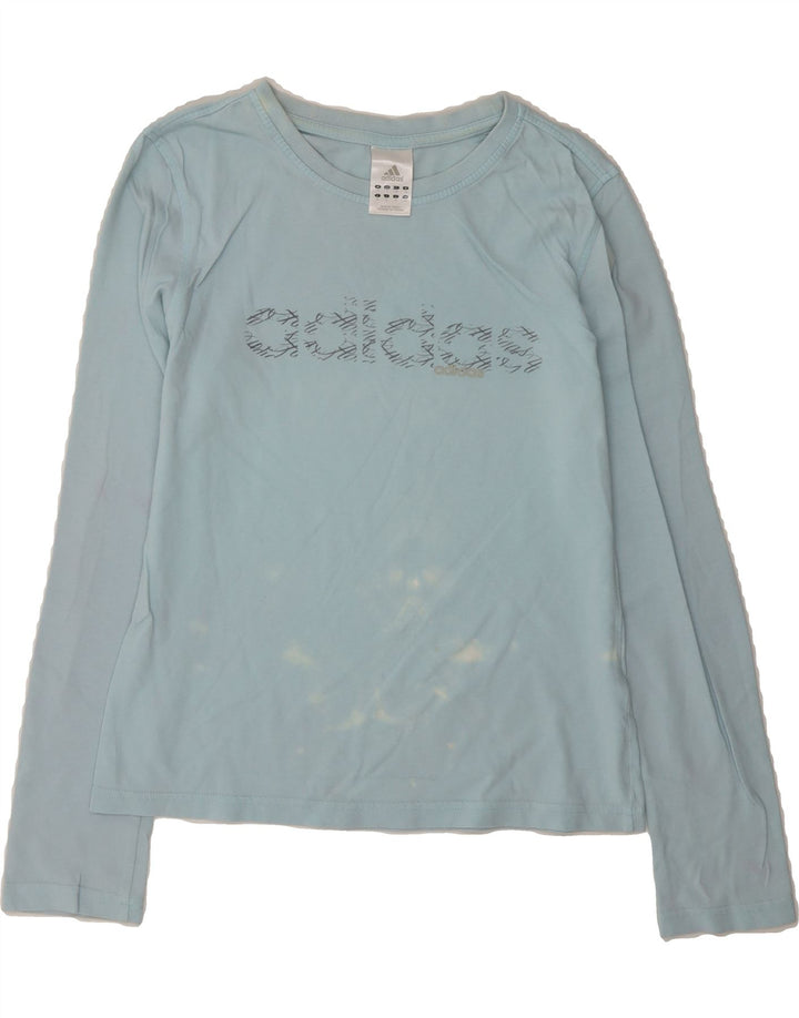 ADIDAS Womens Graphic Top Long Sleeve UK 10 Small Blue Cotton Vintage Adidas and Second-Hand Adidas from Messina Hembry 