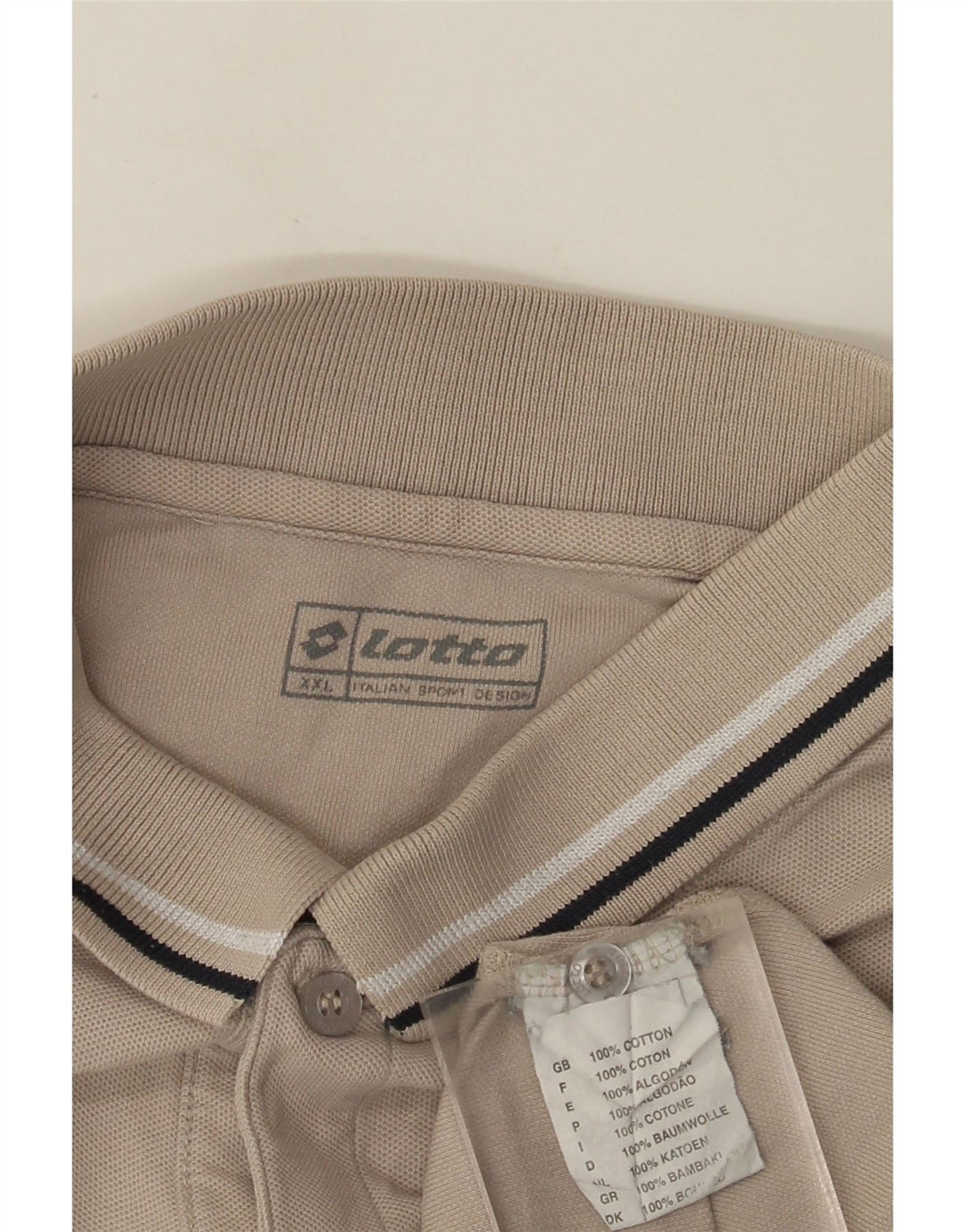 Lotto Mens Polo Shirt 2XL Beige Cotton