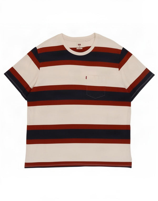 Levi's Mens Relaxed T-Shirt Top XL White Striped Cotton