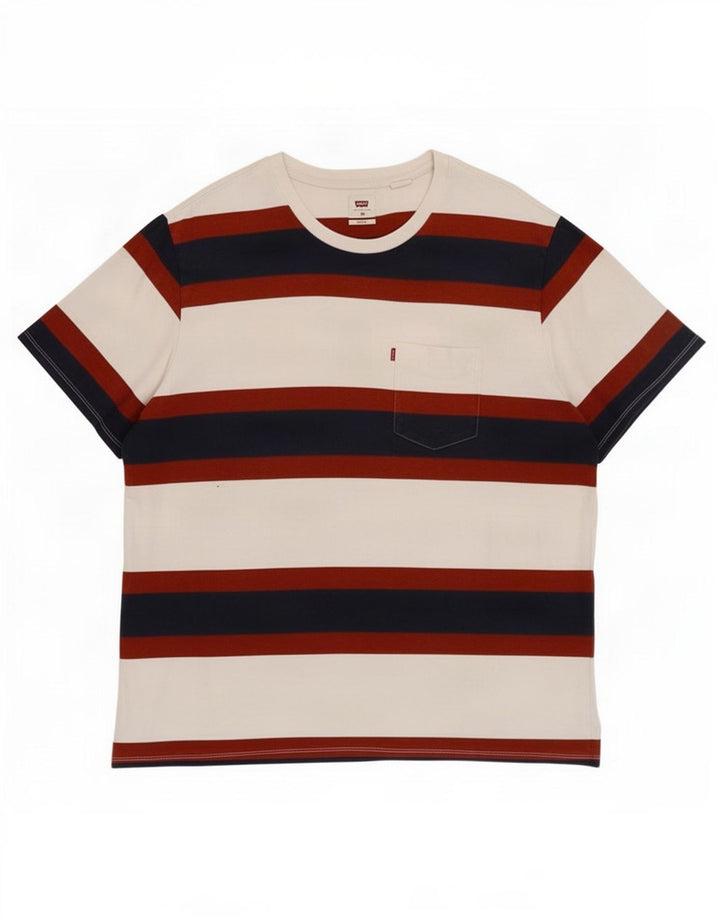 Levi's Mens Relaxed T-Shirt Top XL White Striped Cotton