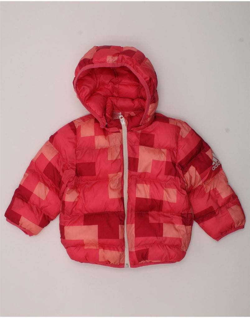 ADIDAS Baby Boys Hooded Padded Jacket 12-18 Months Pink Geometric | Vintage Adidas | Thrift | Second-Hand Adidas | Used Clothing | Messina Hembry 