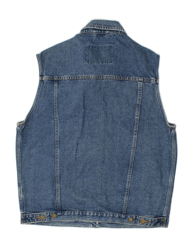 VINTAGE Mens Denim Gilet UK 40 Large Blue Cotton | Vintage Vintage | Thrift | Second-Hand Vintage | Used Clothing | Messina Hembry 