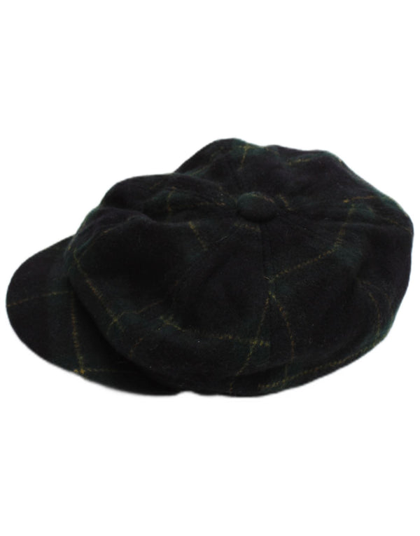 Vintage Mens Flat Cap Small Navy Blue Check