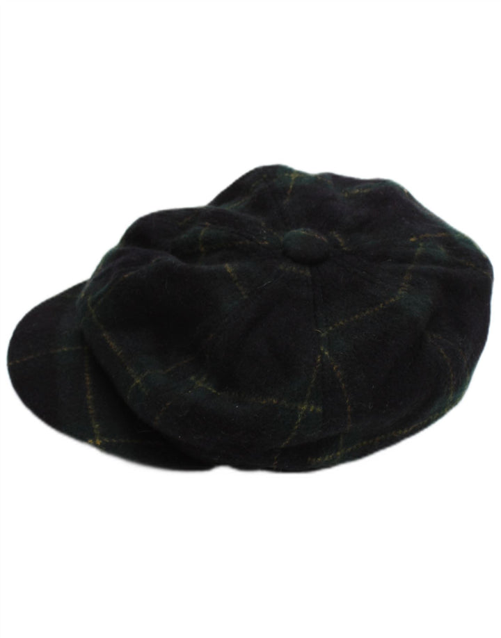 Vintage Mens Flat Cap Small Navy Blue Check