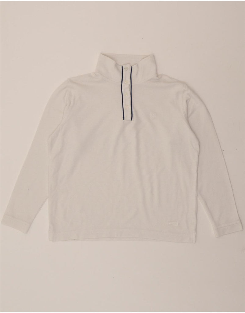 CHAMPION Womens Oversized Button Neck Top Long Sleeve UK 10 Small White Vintage Champion and Second-Hand Champion from Messina Hembry 
