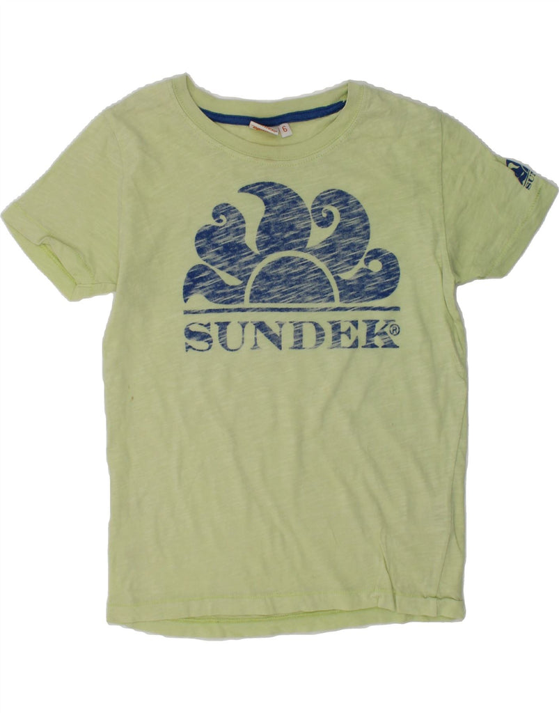 SUNDEK Boys Graphic T-Shirt Top 5-6 Years Green Cotton | Vintage Sundek | Thrift | Second-Hand Sundek | Used Clothing | Messina Hembry 