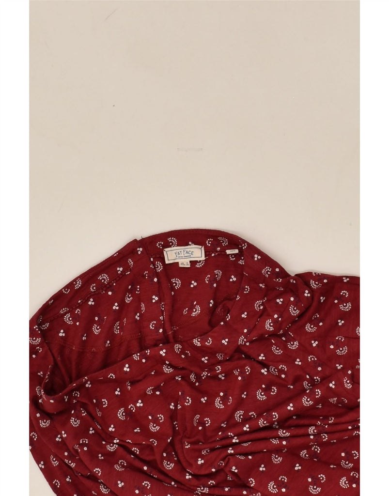 FAT FACE Womens Top Long Sleeve UK 14 Large  Burgundy Floral Cotton | Vintage Fat Face | Thrift | Second-Hand Fat Face | Used Clothing | Messina Hembry 