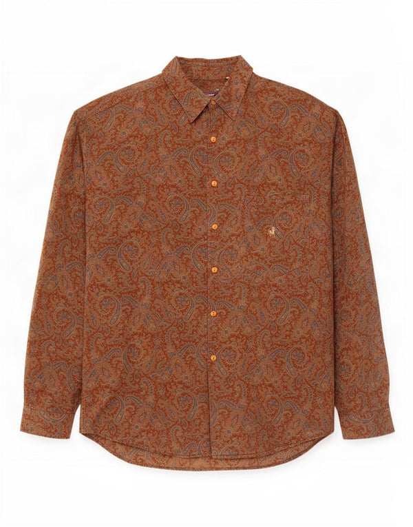 Rodrigo Mens Shirt Size 43 17 XL Brown Paisley Viscose