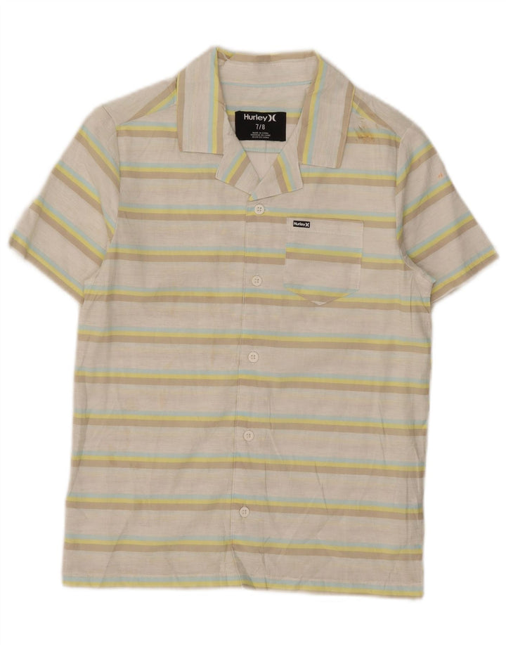 Hurley Boys Short Sleeve Shirt 7-8 Years Multicoloured Striped Cotton