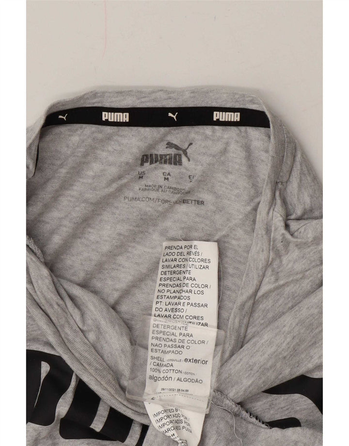 Puma Womens Graphic T-Shirt Top UK 14 Medium Grey Flecked Cotton