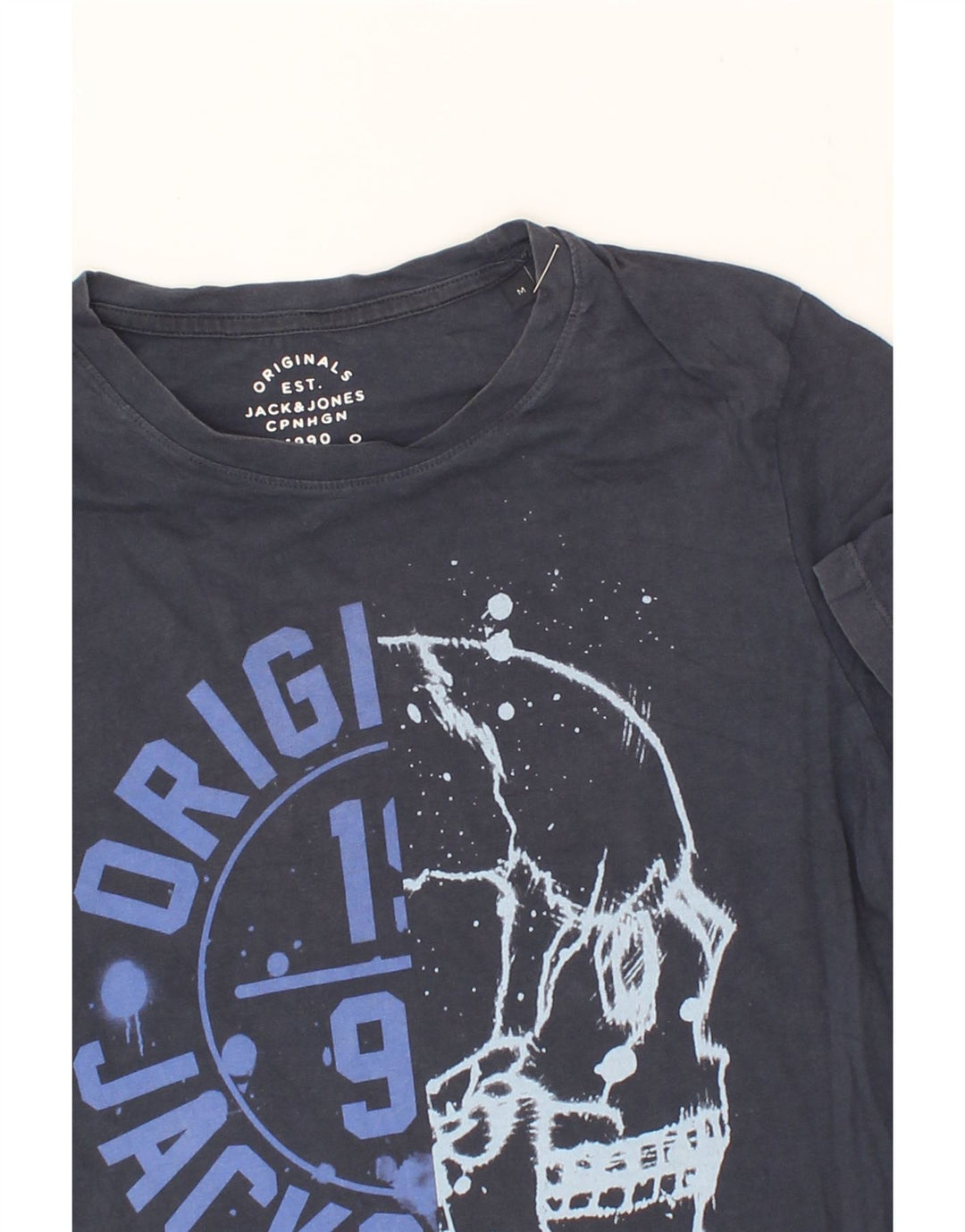 JACK & JONES Mens Graphic T-Shirt Top Medium Blue Cotton Vintage Jack & Jones and Second-Hand Jack & Jones from Messina Hembry 