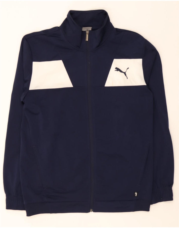 PUMA Mens Tracksuit Top Jacket Medium Navy Blue Colourblock Polyester Vintage Puma and Second-Hand Puma from Messina Hembry 