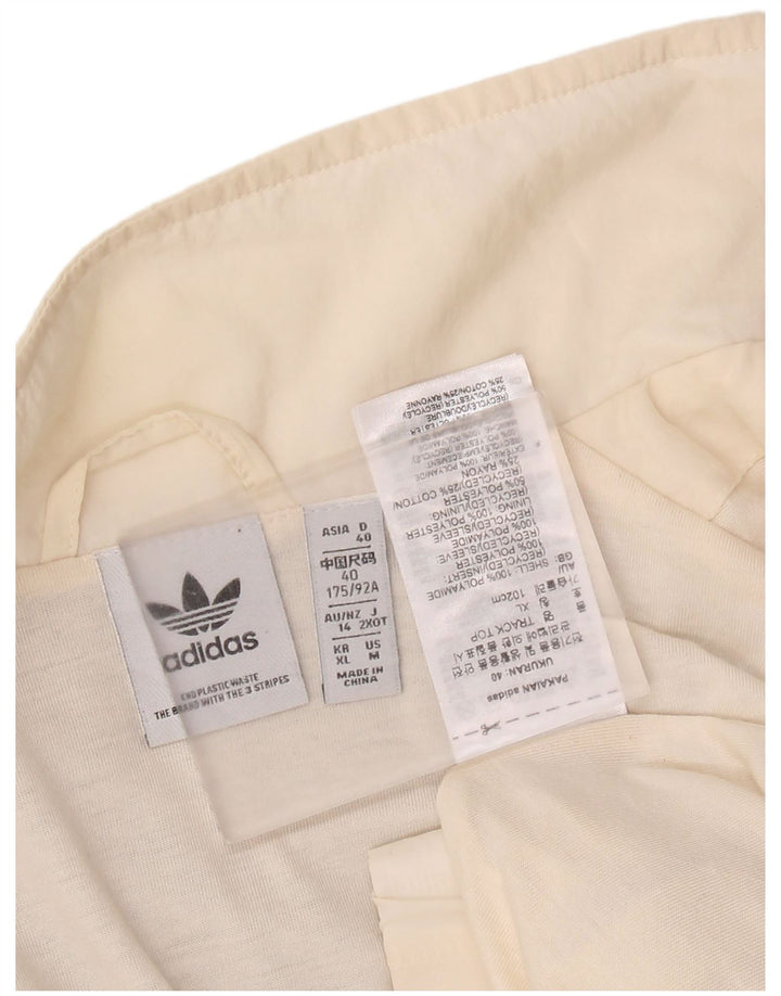 Adidas Womens Graphic Tracksuit Top Jacket UK 14 Large Off White Polyamide