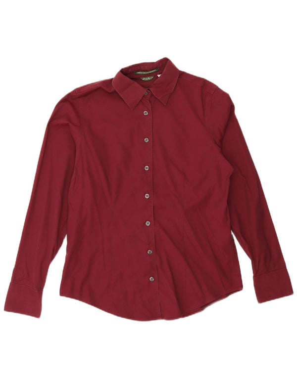 Eddie Bauer Womens Shirt UK 10 Small Burgundy Cotton