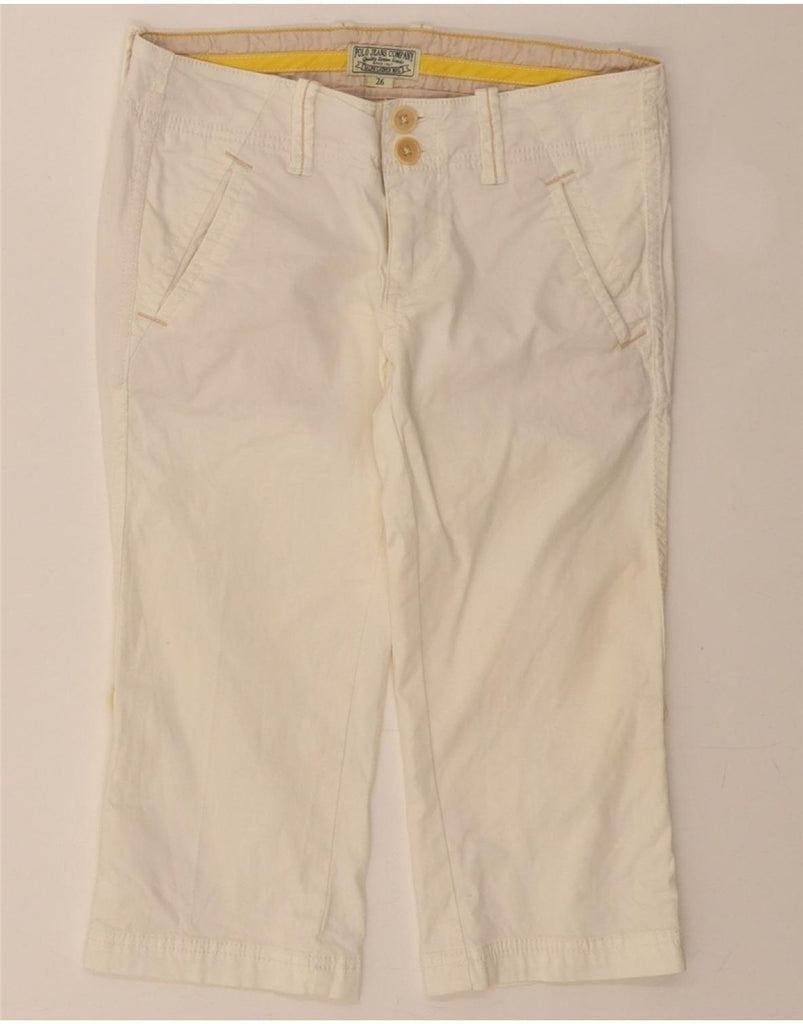 POLO RALPH LAUREN Womens Straight Capri Trousers W26 L16 White Cotton Vintage Polo Ralph Lauren and Second-Hand Polo Ralph Lauren from Messina Hembry 