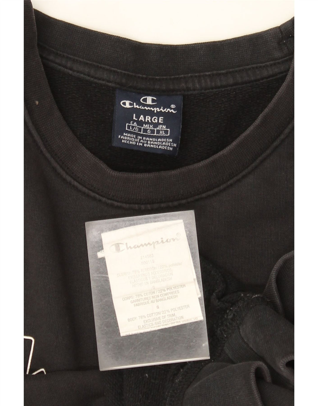Champion Mens Graphic Sweatshirt Jumper Large Black Cotton