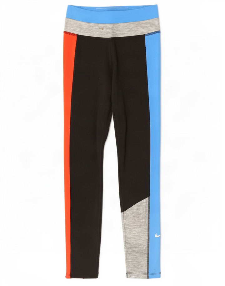 Nike Womens Dri Fit Leggings UK 10 Small Multicoloured Colourblock