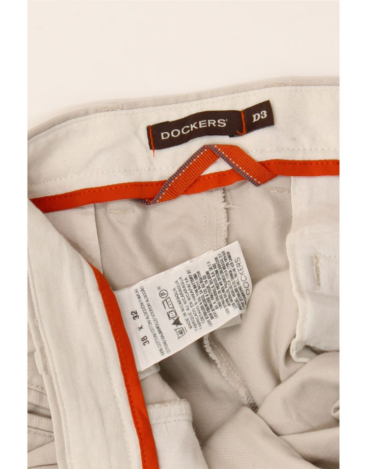 DOCKERS Mens Pegged Chino Trousers W38 L32 Off White Cotton