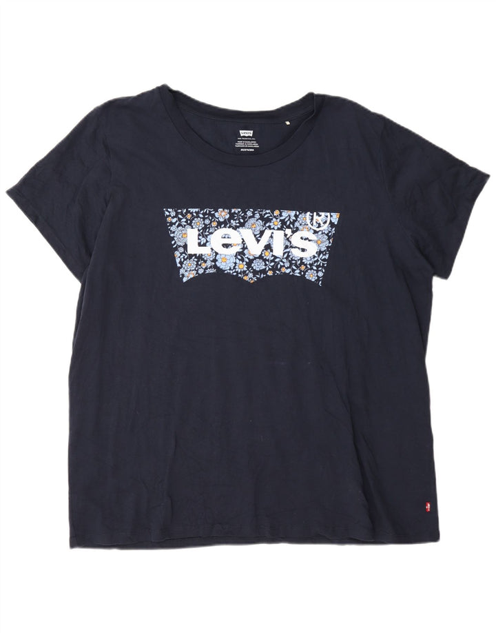 Levi's Mens Graphic T-Shirt Top 2XL Navy Blue
