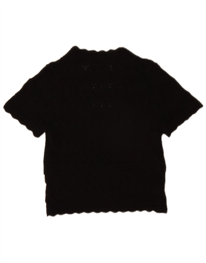 Zara Womens Crop Blouse Top UK 10 Small Black Viscose