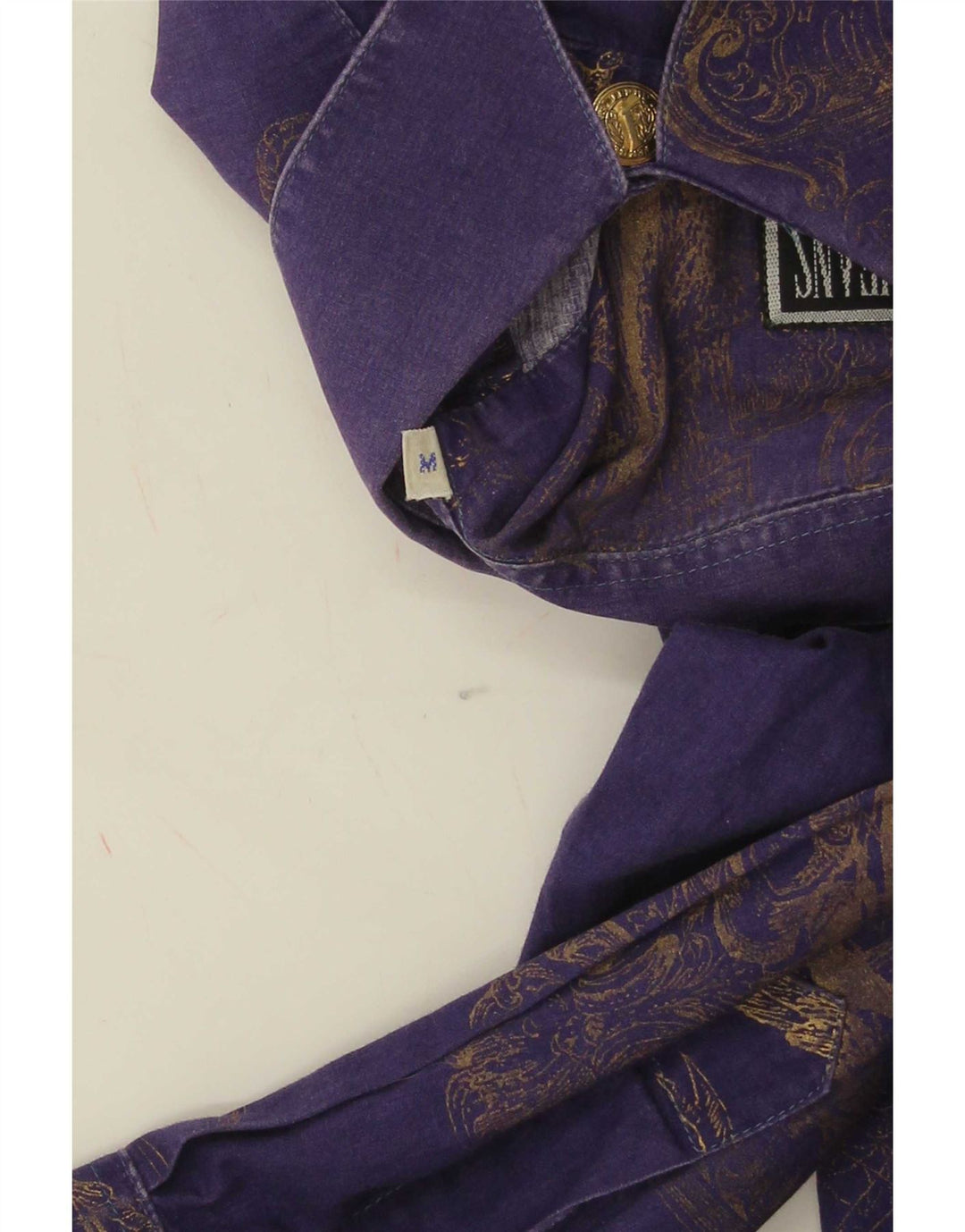 Ferre Womens Abstract Pattern Oversized Shirt UK 14 Medium Purple Cotton