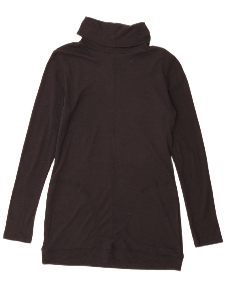 Marks & Spencer Womens Longline Roll Neck Jumper Sweater UK 10 Small Black