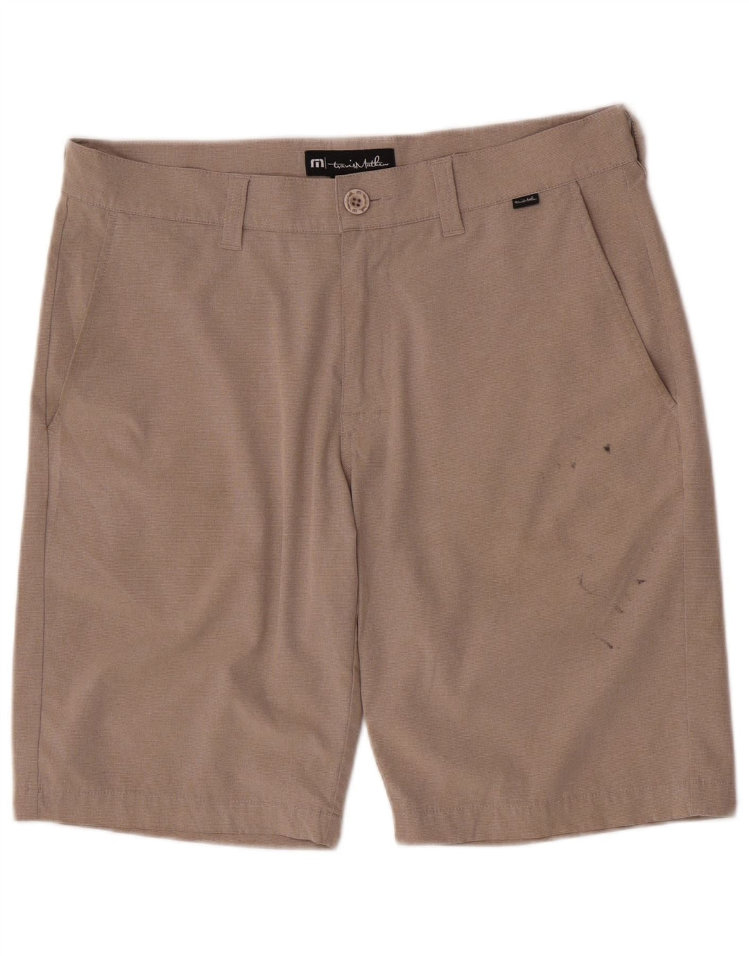 Travis Mathew Mens Regular Fit Chino Shorts W32 Medium Beige Polyester