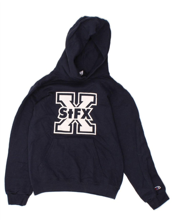 CHAMPION Boys STFX Graphic Hoodie Jumper 9-10 Years Medium Navy Blue Vintage Champion and Second-Hand Champion from Messina Hembry 