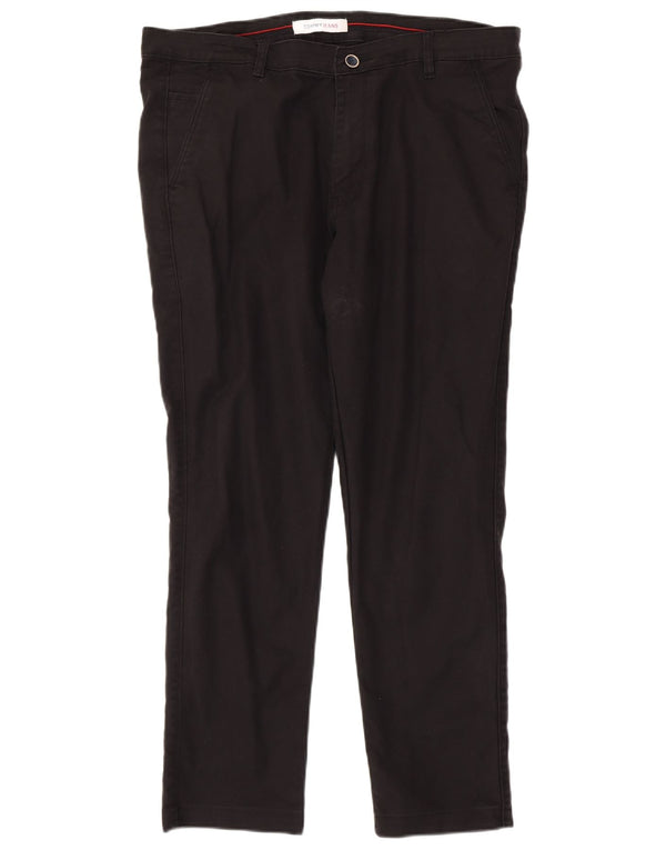 Tommy Hilfiger Mens Straight Chino Trousers W38 L29 Black Cotton