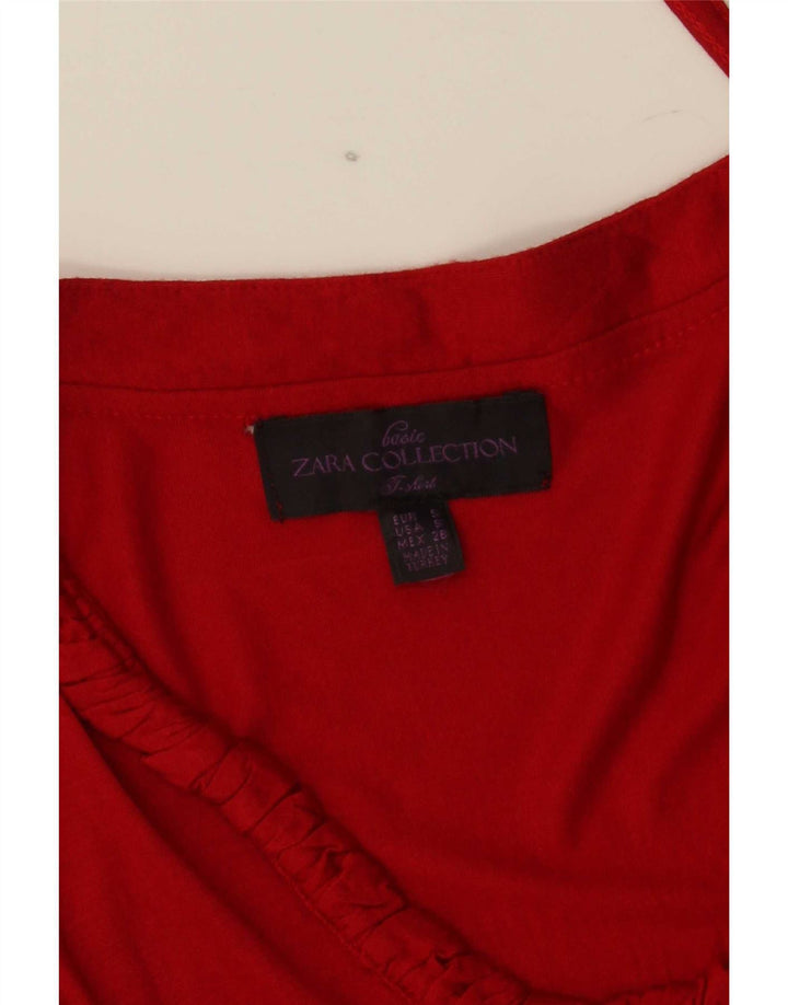 Zara Womens 3/4 Sleeve Blouse Top UK 8 Small Red