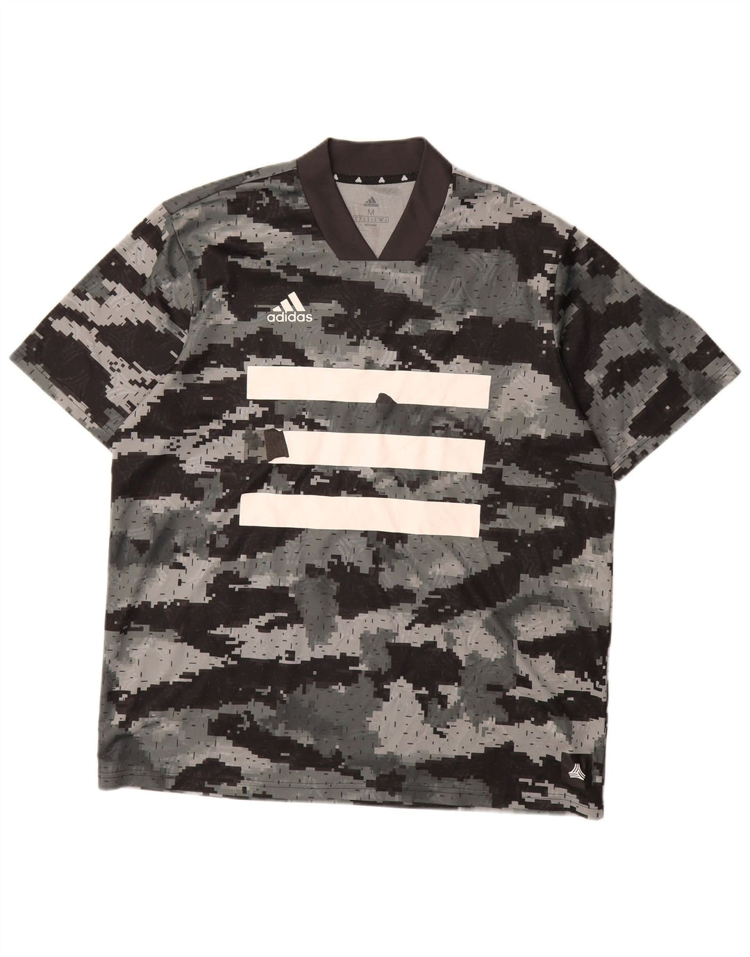 ADIDAS Mens Graphic T-Shirt Top Medium Grey Camouflage Polyester