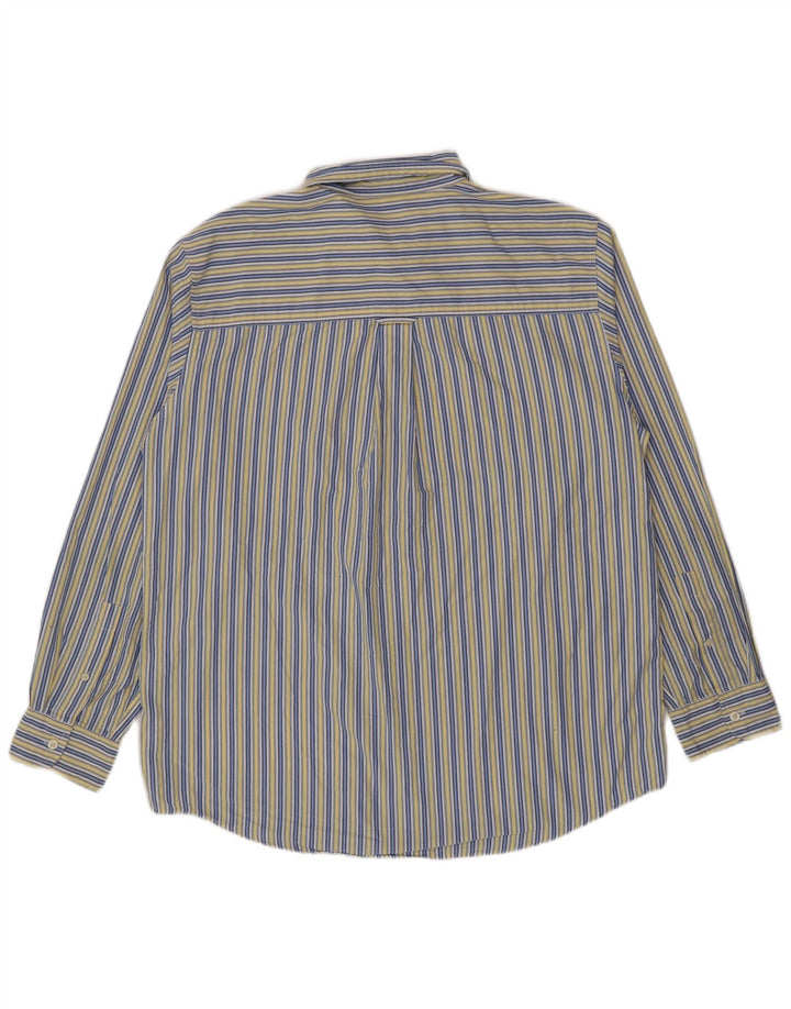 Chaps Mens Easy Care Shirt Large Blue Striped Cotton