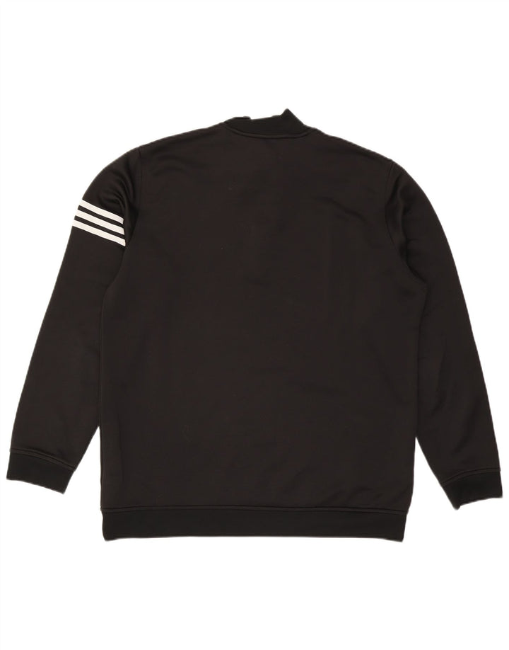 ADIDAS Mens Climalite Zip Neck Sweatshirt Jumper Large Black Polyester
