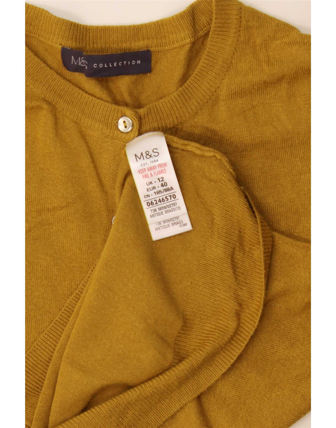 Marks & Spencer Womens Cardigan Sweater UK 12 Medium Yellow Viscose