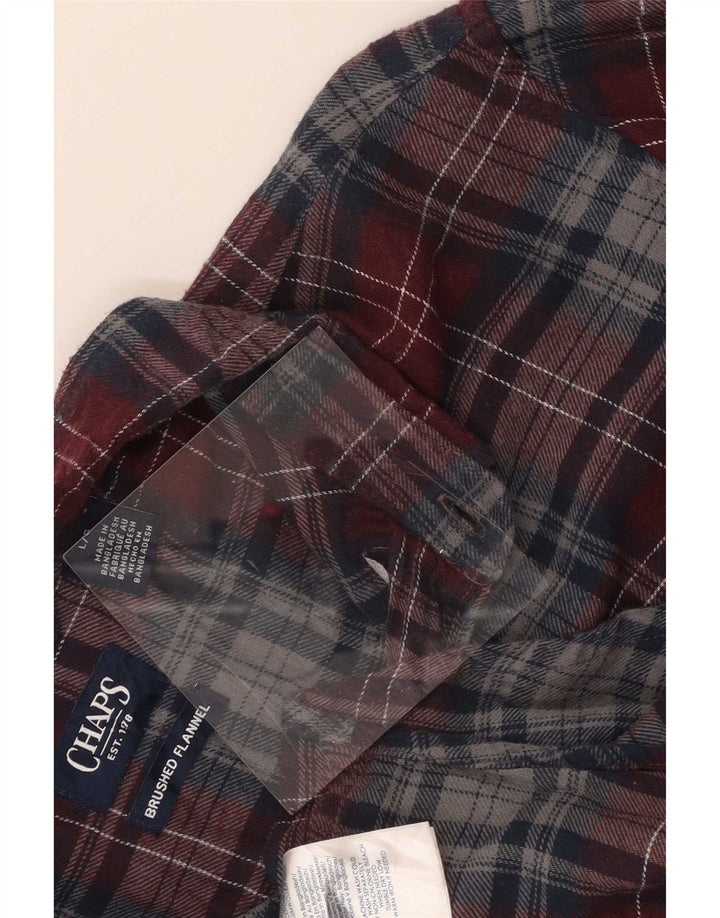 Chaps Mens Flannel Shirt Large Red Check Cotton