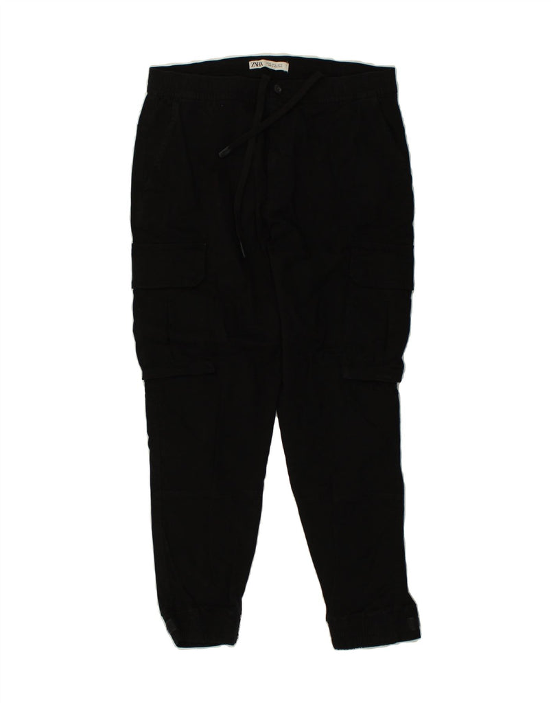 ZARA Womens Slim Cargo Trousers EU 42 Large W32 L28 Black Cotton | Vintage Zara | Thrift | Second-Hand Zara | Used Clothing | Messina Hembry 
