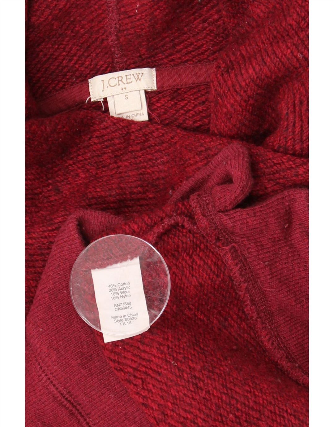 J. Crew Womens Roll Neck Sweatshirt Jumper UK 10 Small Burgundy Cotton