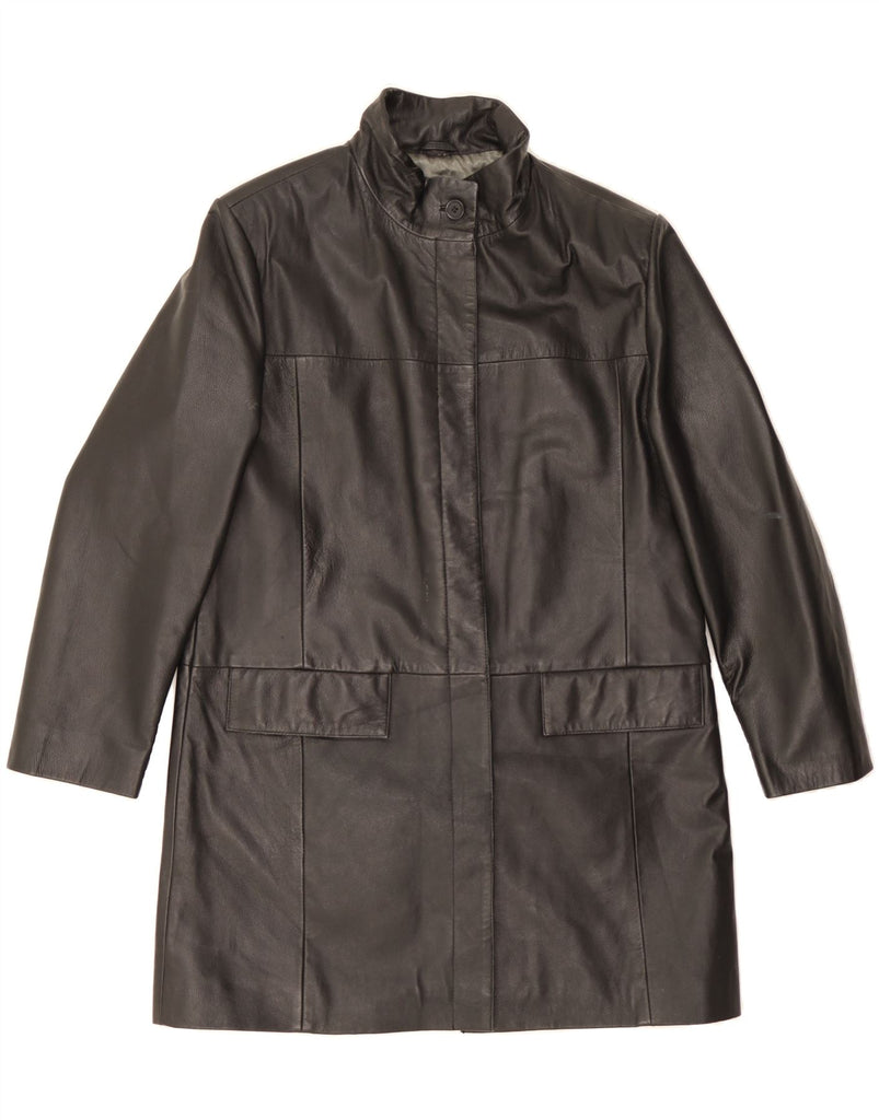 CLASSICS Womens Leather Coat UK 16 Large Black Leather Vintage Classics and Second-Hand Classics from Messina Hembry 