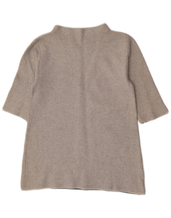 Toast Womens Short Sleeve Turtle Neck Jumper Sweater UK 14 Medium Grey Wool