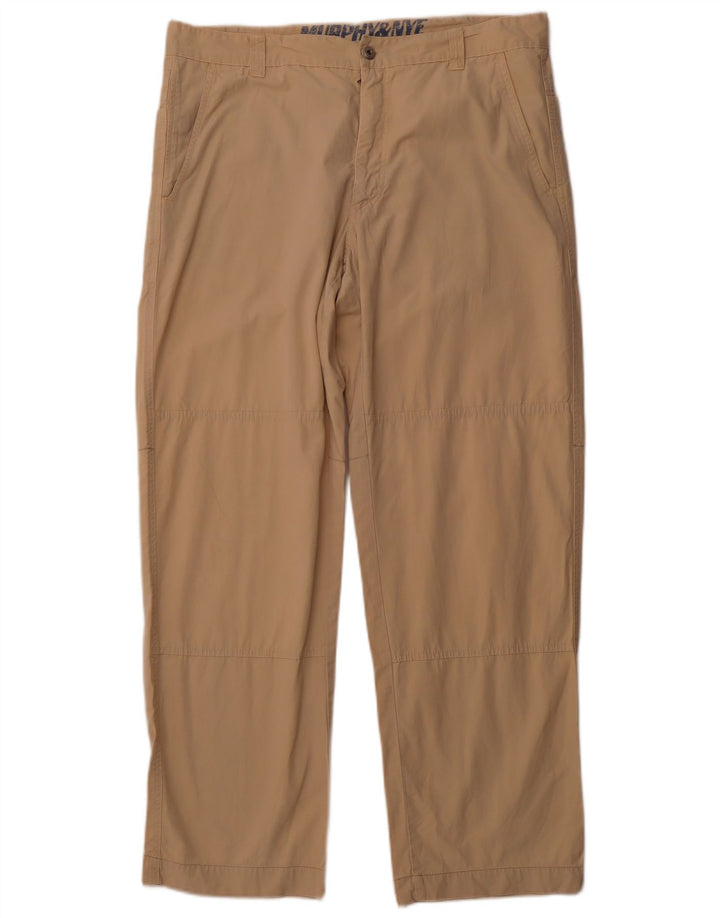 MURPHY & NYE Mens Sailwear Straight Chino Trousers W38 L31 Beige Cotton